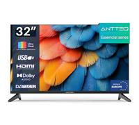 Antteq TV 32 Pollici (81 cm) LED HD, Design Senza Cornice, USB-Media Player, HDMI, Triple Tuner DVB-T2/S2/C, H.265/HEVC 10bit, Audio Dolby, Modalità Hotel, Adatto agli Anziani (E32-AH1Q1L)