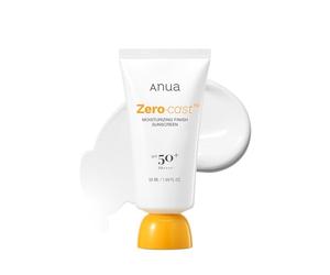 Anua Zero-Cast Moisturizing Sunscreen SPF 50+ - Crema Solare Viso Coreana, Protezione UVA/UVB, Zero Effetto Bianco, Glow Naturale, Niacinamide, Acido Ialuronico, Oil-Free, Base Trucco (50 ml)