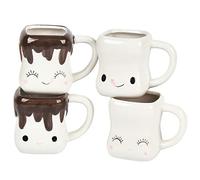ANUBE Marshmallow - Set di 4 tazze con manici Marshmallow, per bambini, cioccolata calda, cacao, idea regalo per Natale, festa della mamma, 141,7 g