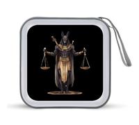 Anubi - Custodia per CD con motivo Anubi del dio degli inferi dell'antico Egitto, portatile, capacità 40, organizer per DVD, per viaggi in auto