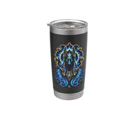 Anubi mitologia egizia ornata blu sciacallo dio opera d'arte Bicchiere termico in acciaio inox doppia parete