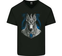 Anubis Antico Egiziano God Egitto Uomo Scollo A V Cotone T-Shirt