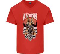 Anubis God Of The Dead Antico Egiziano Egitto Uomo Scollo A V Cotone T-Shirt