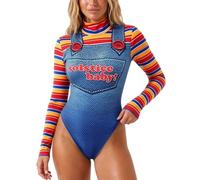 Anuedgis Body da donna a maniche lunghe a righe per Halloween Chucky Fancy Dress (B-blu, S)