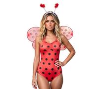 Anuedgis Body da donna senza maniche per cosplay con api e coccinelle | Body a pois a righe e coccinella con ali e antenna fascia per Halloween a tema insetti per feste in maschera