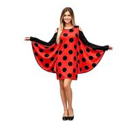 Anuedgis Costume da ape per Halloween, da donna, con spalle scoperte, maniche con ali di pipistrello, per carnevale, cosplay, festa degli insetti (A-rosso, XL)