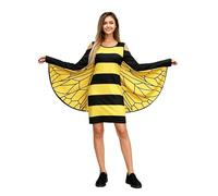 Anuedgis Costume da ape per Halloween, da donna, con spalle scoperte, maniche con ali di pipistrello, per carnevale, cosplay, festa degli insetti (A-giallo, M)