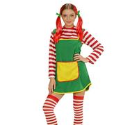 Anuedgis Costume da donna da personaggio del libro di fiabe, maglia a righe rosse e bianche con grembiule verde, vestito per Halloween e settimana del libro (verde, S)