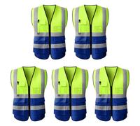 ANUFER 5 Pezzi Alta Visibilità Riflettente Sicurezza Gilet Blu-Verde