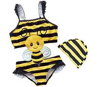 ANUFER Bambina Costume Intero Adorabile Tema degli Animali Bambini Costumi da Bagno Insieme a Cuffia da Nuoto SN070269 Giallo A Strisce Ape 6 Anni