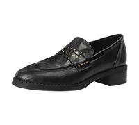 ANUFER Donna Bello Punk Rivetto Mocassini Penny Punta Tonda Slip-On Blocco Tacco Scarpe Eleganti Nero SN0710158 EU39