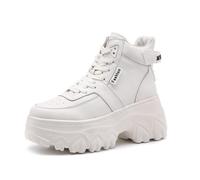 ANUFER Donna Piattaforma Scarpe da Ginnastica Alte Parte Superiore Alta Allacciato Caviglia Stivaletti Bianco SD5A1024 EU37.5