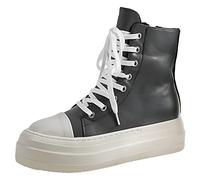 ANUFER Donne in Cima Pelle PU Scarpe da Ginnastica Piattaforma Allacciare&Cerniera Laterale Casuale Sportive Grigio SN0707149 EU36