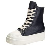 ANUFER Donne in Cima Pelle PU Scarpe da Ginnastica Piattaforma Allacciare&Cerniera Laterale Casuale Sportive Nero SN0707149 EU36