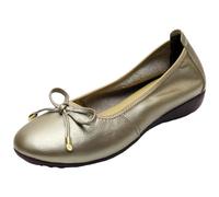 ANUFER Donne Vera Pelle Piccolo Tacco a Zeppa Ballerine Bello Fiocco Morbido Scivolare su Pompe Scarpe da Bambola Bronzo SN070519 EU37