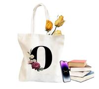 Anulely Borse da spiaggia iniziale per donne,Borsa da spiaggia iniziale - Tote casual fleu per lo shopping,Borsa tote da spiaggia con monogramma, organizzatore di trucco cosmetico per, O, Se référer