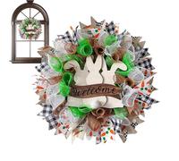 Anulely Corone di Pasqua per Porta d'ingresso, Corona di Pasqua - Decorazioni per Porta di Pasqua Pannello di Benvenuto a Forma di Coniglio in Legno | Appendiabiti porta corona decorativa, Segno di