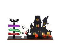 Anulely Decorazione di pipistrello del castello di Halloween, decorazione della tavola di Halloween in legno | Segni spaventosi di Halloween Boo,Pannelli spaventosi di Halloween Boo, pannelli in legno