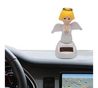 Anulely Decorazioni per auto di angelo solare,Decorazione per auto d'angelo - Decorazione per cruscotto auto statua di figura d'angelo carina | Testa Bobble che scuote l'angelo ornamenti per auto