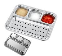 Anulely Divisore per salse, barbecue in acciaio inox, 4 scomparti, per salse, snack, piatti da portata per campeggio, aceto, sushi, feste, antipasti di soia