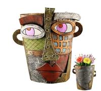 Anulely Vaso da Fiori con Faccia Astratta, Vaso con Faccia Astratta | Vaso da Fiori Astratto colorato con Maniglie, Divertente Vaso per Piante grasse, vasi creativi con Testa in Resina per Soggiorno