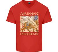 Anunaki Descendant Antico Egiziano God Egitto Uomo Scollo A V Cotone T-Shirt