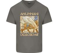 Anunaki Descendant Antico Egiziano God Egitto Uomo Scollo A V Cotone T-Shirt
