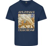 Anunaki Descendant Antico Egiziano God Egitto Uomo Scollo A V Cotone T-Shirt