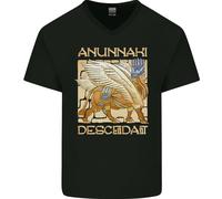 Anunaki Descendant Antico Egiziano God Egitto Uomo Scollo A V Cotone T-Shirt