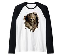 Anunnaki Alien Strappato Panno Sumero Grafica 3D Maglia con Maniche Raglan
