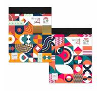 Anupam Blocco note 22 x 29 cm, a righe larghe, 50 fogli, quaderno microforato con pannello posteriore in materiale resistente, per scuola, università, ufficio, affari (dimensioni: 4, confezione da 2