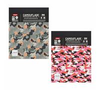 Anupam Blocco note mimetico 22 x 29 cm, carta a righe, 65 g/m², 80 fogli, blocco note, quaderno micro perforato con retro resistente per scuola, università, ufficio, affari (dimensioni: 4, confezione