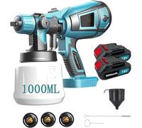 ANUPTTA Spruzzatori di Vernice, Per Makita, mit Batteria 2x3000mah e Caricabatterie, 3 Ugelli in Rame e Filtro, Soffitti,Recinzione Da Giardino, Spruzzatore 1000ml Contenitore Rimovibile