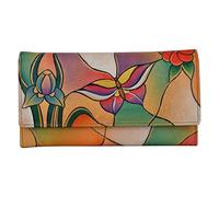Anuschka Anna by Women's Hand Painted Leather Multi Pocket Wallet, Portafogli Donna, Farfalla in Vetro colorato, Einheitsgröße