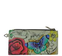 Anuschka Anna by Women's Hand Painted Leather Organizer Wallet Portafoglio Vera Pelle, Paradiso Floreale, Etichettalia Unica Donna