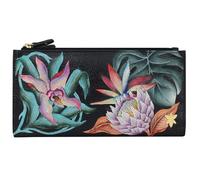 Anuschka Portafoglio originale da donna in vera pelle dipinto a mano con protezione RFID a due scomparti - Island Escape Black