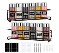 Anuvice 2 Pezzi Porta Spezie, Portaspezie Salvaspazio, Portaspezie da Appendere con Ganci Autoadesivi e Viti, Organizer Spezie Cucina per Autoadesivo, Nero