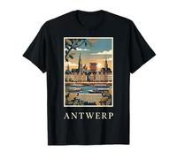 Anversa, Belgio, Fronte Fiume, Orizzonte, Viaggio, Arte Maglietta