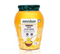 Anveshan Ghee di mucca A2, barattolo di vetro, metodo Bilona, puro, naturale e sano, testato in laboratorio.