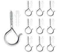 Anvin 10 pezzi Q-Hanger Filo a vite Ganci per esterni Ganci per luci natalizie con fibbia di sicurezza per la festa di Capodanno Esterno Filo LED e lucine per la casa Garage (D'argento)