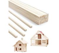 Anvin 50 bastoncini di legno di balsa quadrati in legno grezzo, strisce di legno duro non finite, lunghe bacchette per artigianato fai da te e modellismo (6 x 6 x 300 mm)