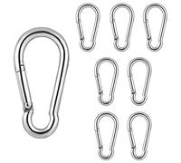 Anvin Moschettone clip 8 pezzi gancio a molla Quick Link M6 304 in acciaio inox clip a molla fibbia per portachiavi guinzaglio cane mangiatoie vasi luci (argento, capacità 100 kg)
