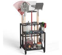 Anvuda Porta Attrezzi da Giardino 40 Slot,Porta Attrezzi da Garage in Metallo,organizzatore attrezzi da giardino con 4 ganci,rastrelliera attrezzi giardino per Scope,Rastrelli 86x55x36 cm