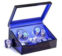 ANWBROAD Caricatore per orologi automatici 4 Rotatori con 6 scomparti extra e motore Mabuchi super silenzioso Retroilluminazione a LED Gira orologi 4 modalità USB JWW002E