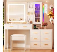 ANWBROAD Tocador Maquillaje con Luz LED y Ench. 3 Colores Ajustable