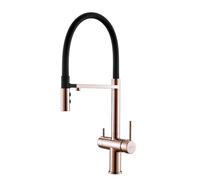 ANWEALTH 3 Vie Rubinetto da Cucina con Rubinetto Filtro Acqua Potabile Oro Rosa Spazzolato Tre Vie Miscelatore Cucina Lavello con Due Maniglie Rubinetti per Lavello Cucina
