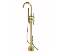 ANWEALTH Miscelatore per Vasca da Bagno a Cascata con Doccetta in Ottone con Montaggio A Pavimento Oro