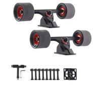 ANWEALTH Set di Ruote E Truck per Skateboard Ruote da Longboard da 70 mm Ruote da 70 mm Ruote Morbide 83A Truck in Alluminio da 7 Pollici Cuscinetti Viti Riser Pad E Distanziali