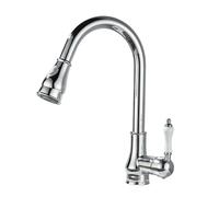 ANWEALTH Vintage Rubinetto da Cucina con Doccetta Estraibile Rubinetto da Cucina Rubinetto Monocomando Girevole Acqua Calda E Fredda Cromato Rubinetti per Lavello Cucina