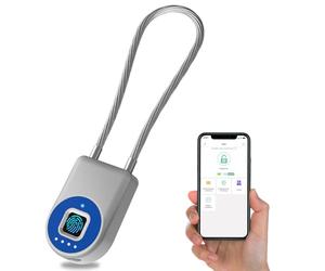 Anweller Lucchetto con impronte digitali, lucchetto con cavo da 22 cm, per impronte digitali con app, adatto per biciclette, scooter elettrici, bagagli, valigetta per armi, cassetta degli attrezzi,